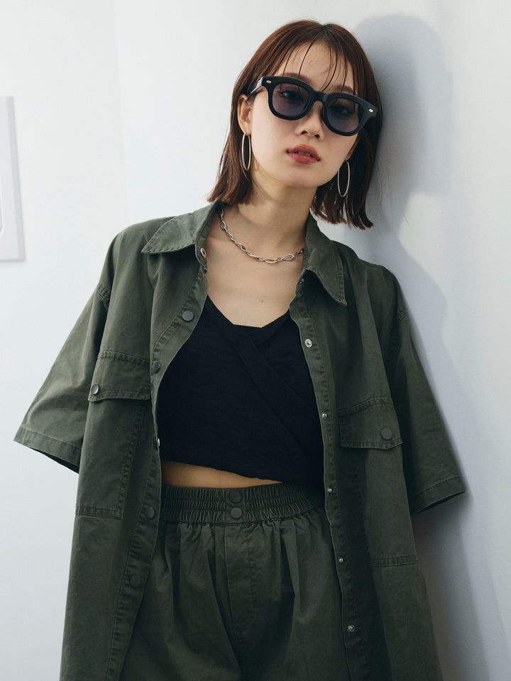 [SET]ミリタリーオーバーシャツ＆ハーフパンツSET UP+ミリタリーオーバーシャツ＆ハーフパンツSET UP(2set)