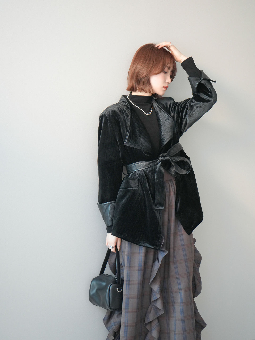 [20%オフ]ベロアガウンジャケット/black