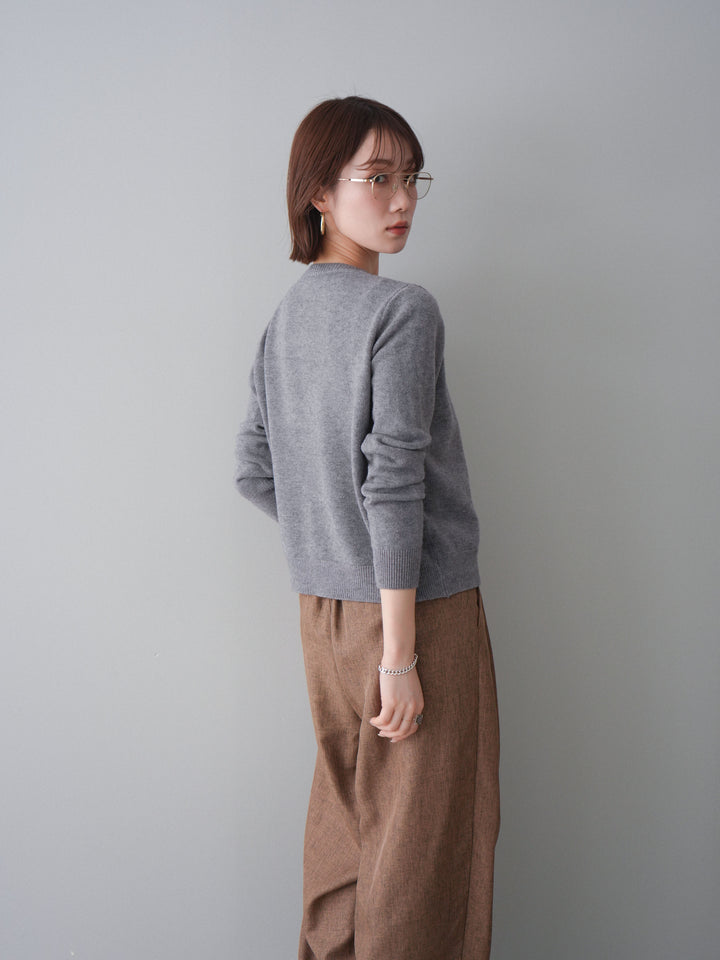 [予約]ハートボタンニットカーディガン/gray