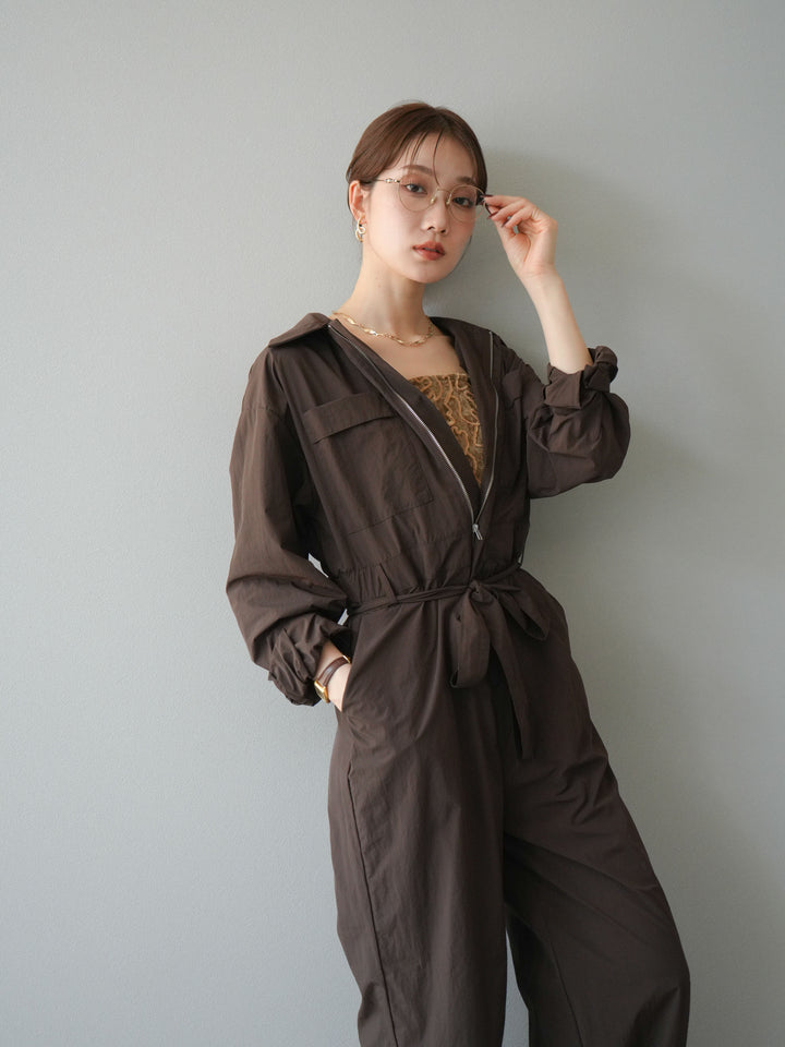 [予約]ナイロンジャンプスーツ/ブラウン