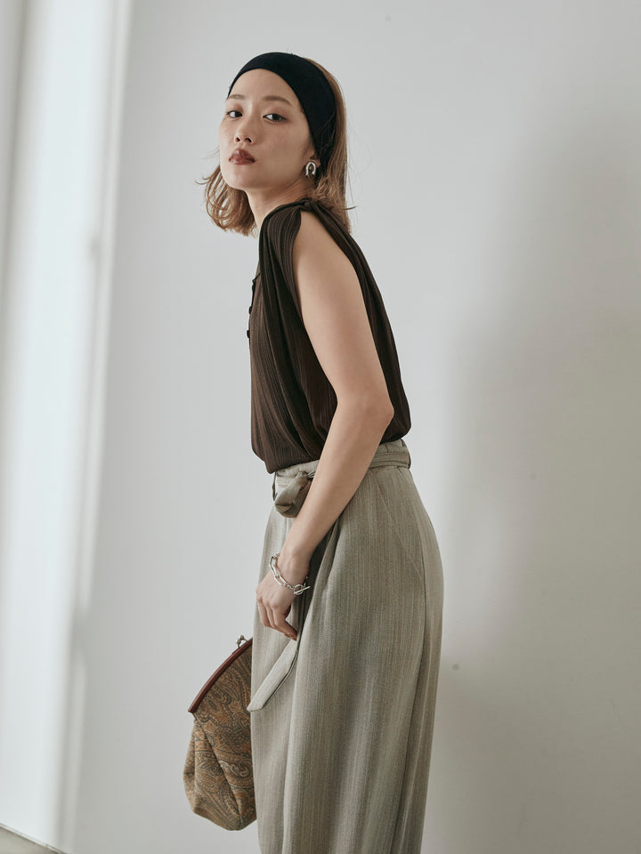 [予約]ランダムリブポロニットベスト/ブラウン