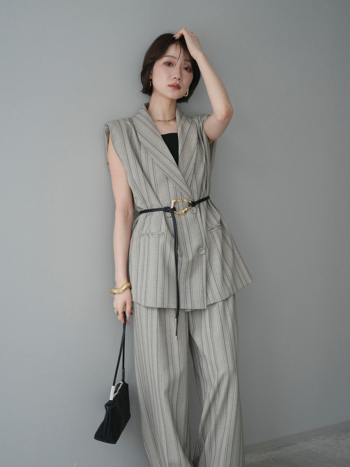 [SET]モチーフベルト付ストライプジレ＆パンツSETUP