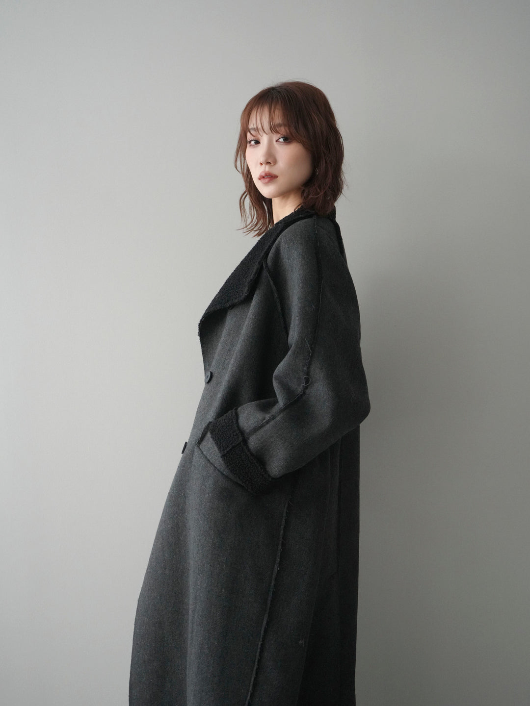 [予約]アウトシーム裏ボアコート/black