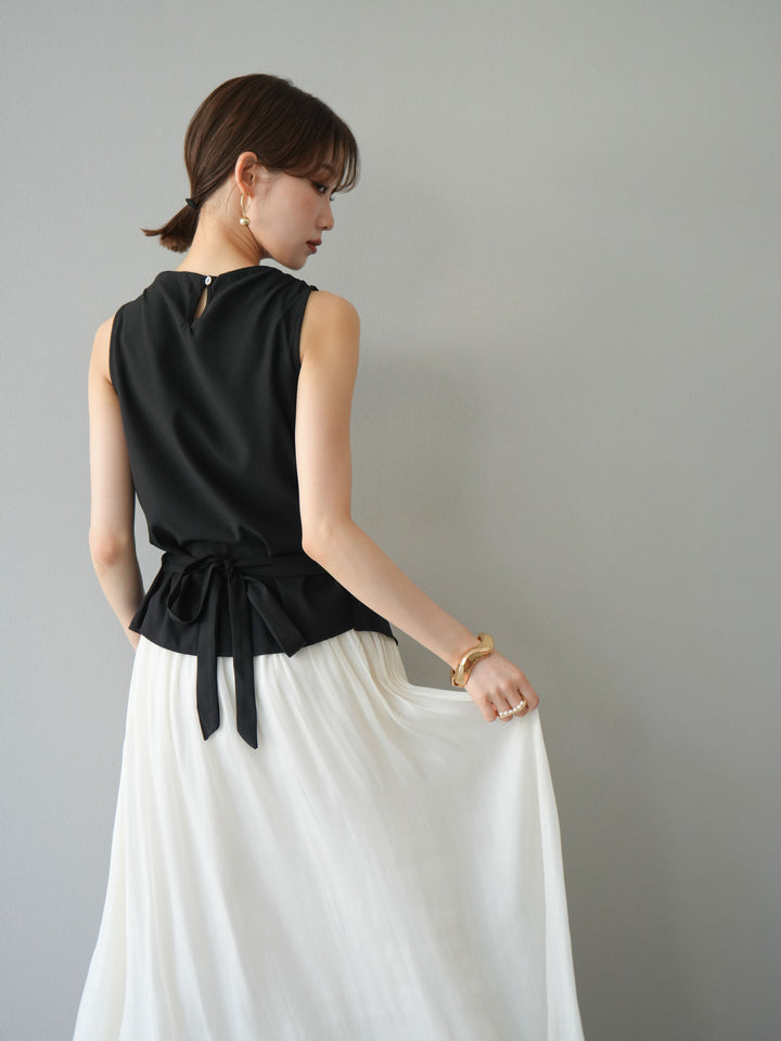 [SET]ノースリーブトップス＆シャイニーフレアスカートSET UP/(2set)