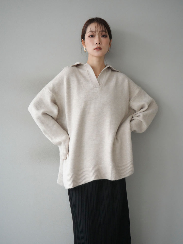 [予約]スキッパーオーバーニットプルオーバー/oatmeal