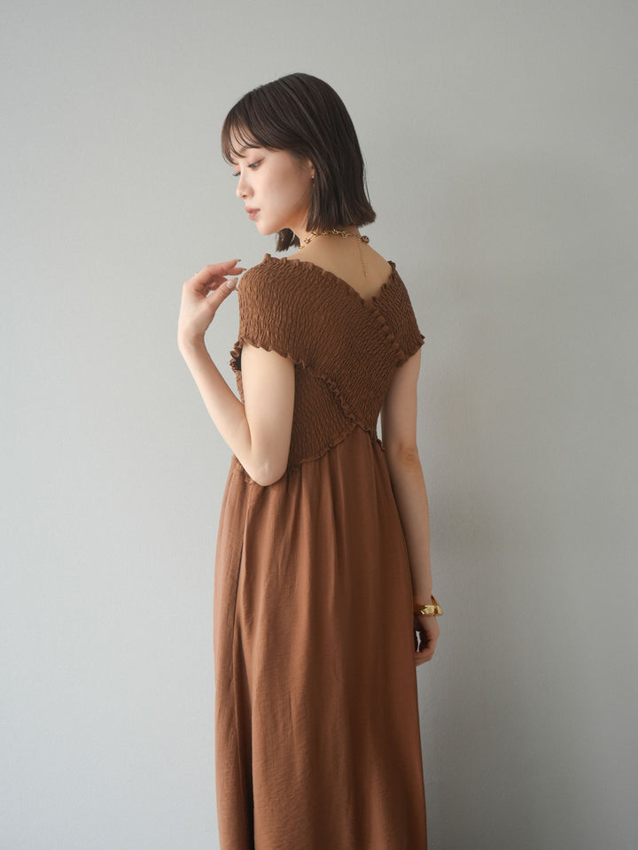 [SET]シャーリングクロスワンピース+シャーリングクロスワンピース(2set)