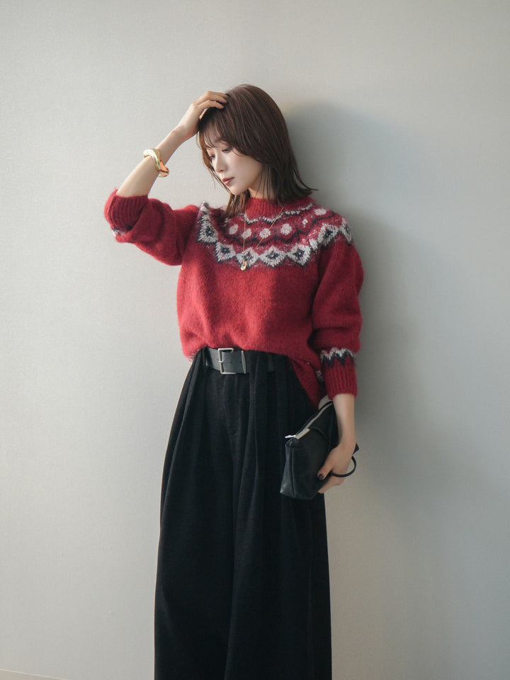 [SET]ソフトタッチ求心柄ニットプルオーバー+ソフトタッチ求心柄ニットプルオーバー(2set)