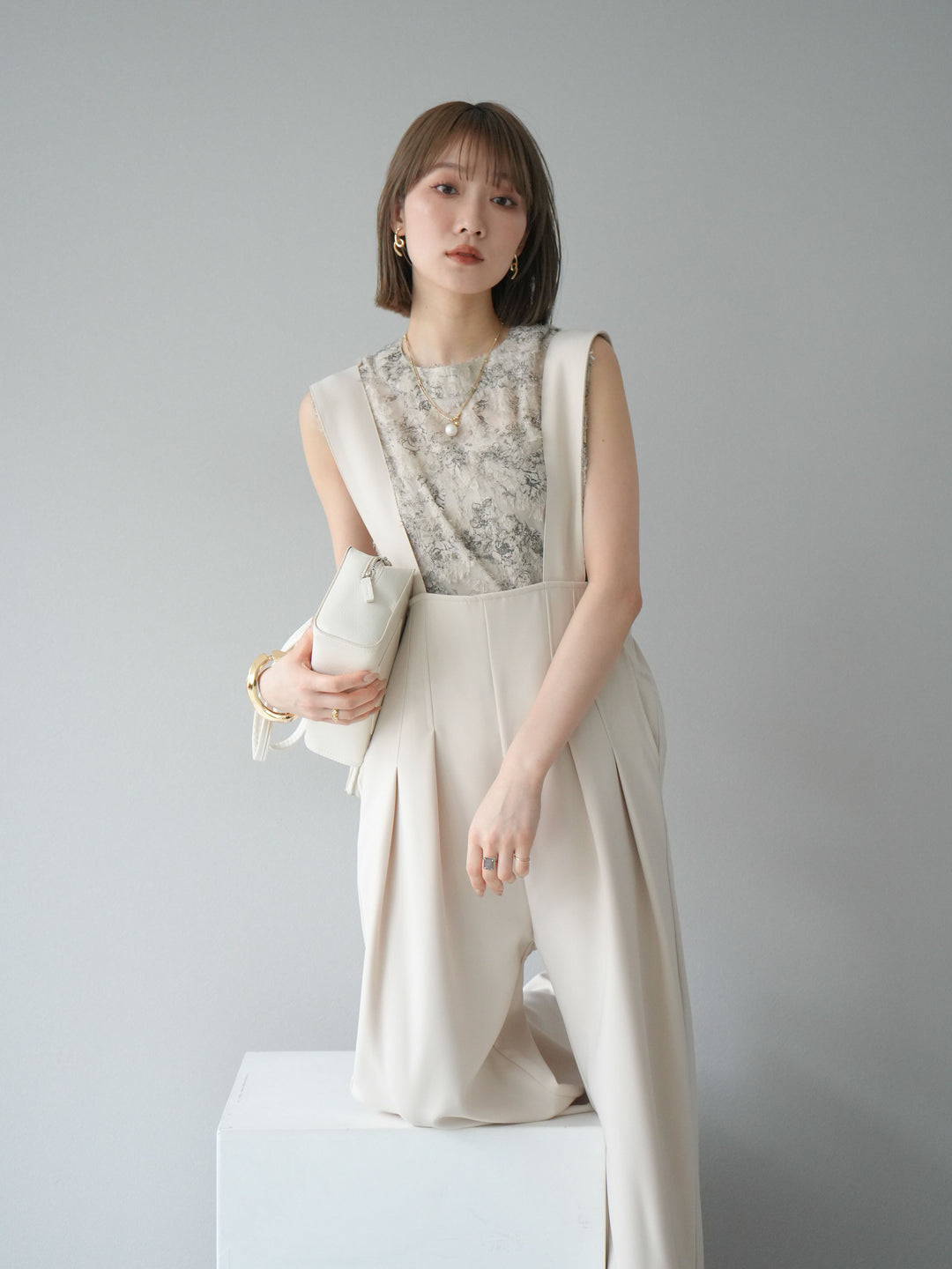 【預購】帶扣設計工裝褲/象牙白