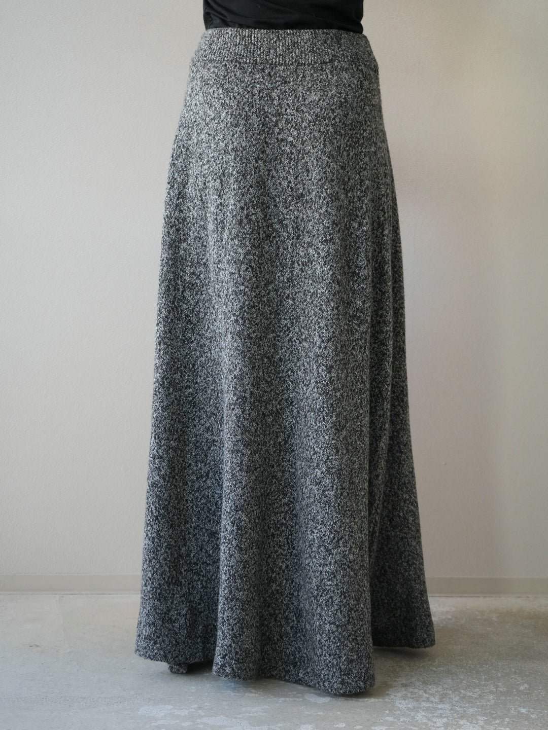 [予約]ミックスヤーンニットスカート/ブラック
