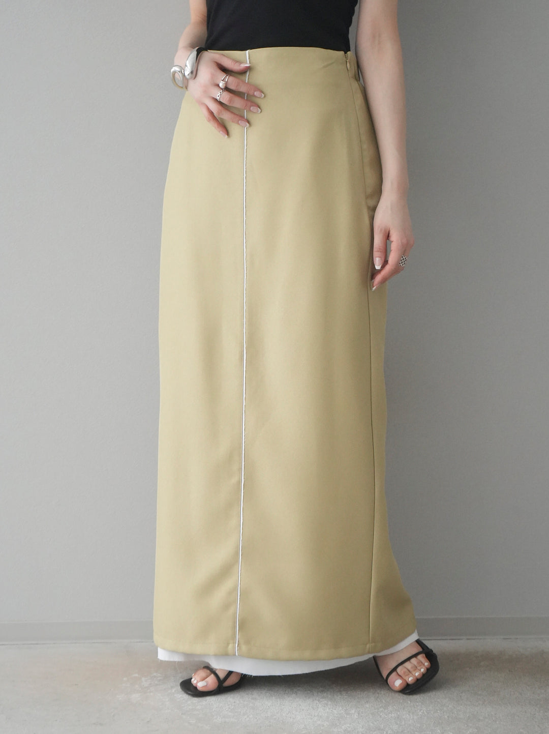 [予約]カットオフレイヤードスカート/イエロー