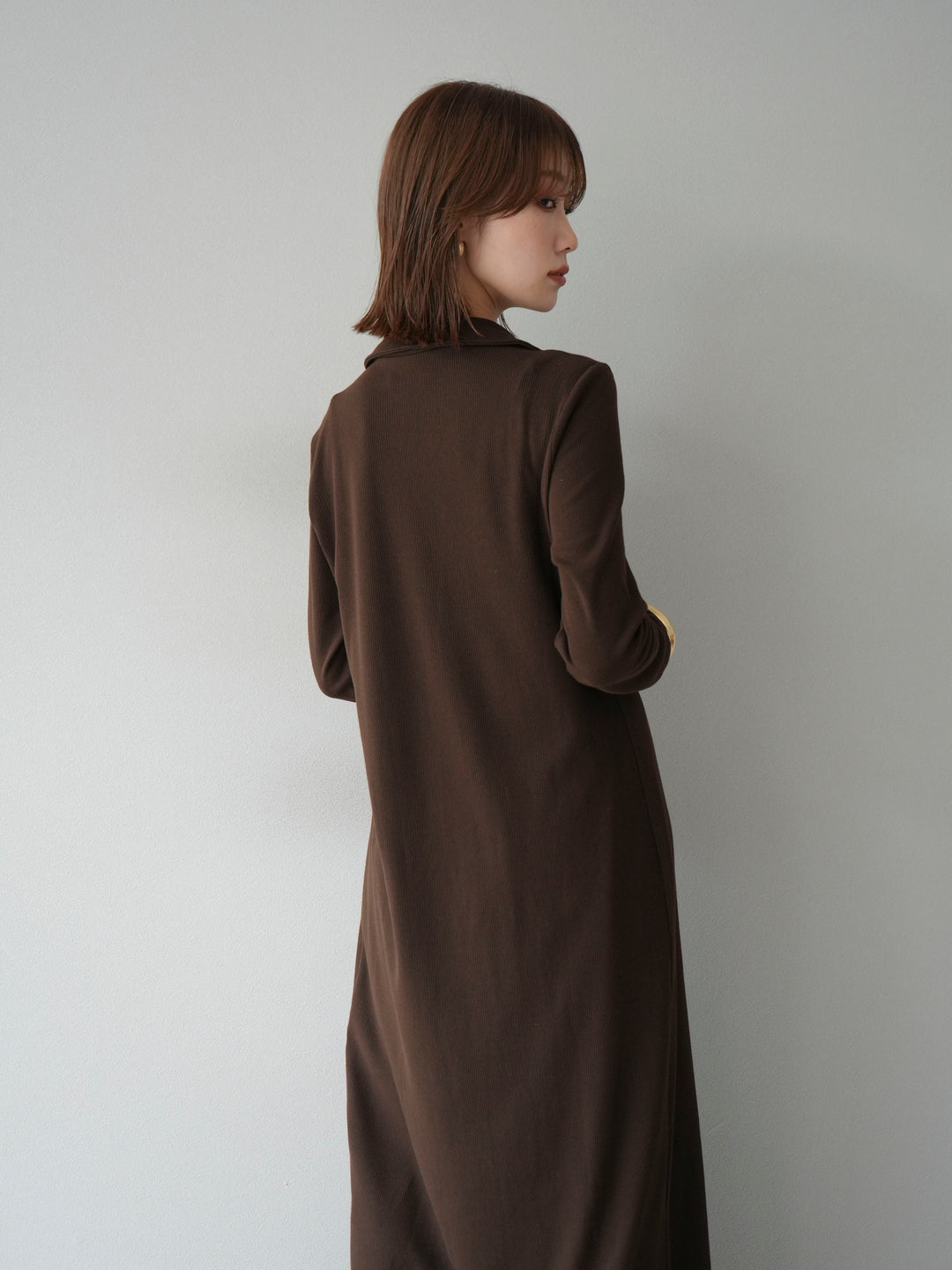 [SET]襟付きカットリブボタンワンピース+フラワープリントチュールレイヤードパンツ(2set)