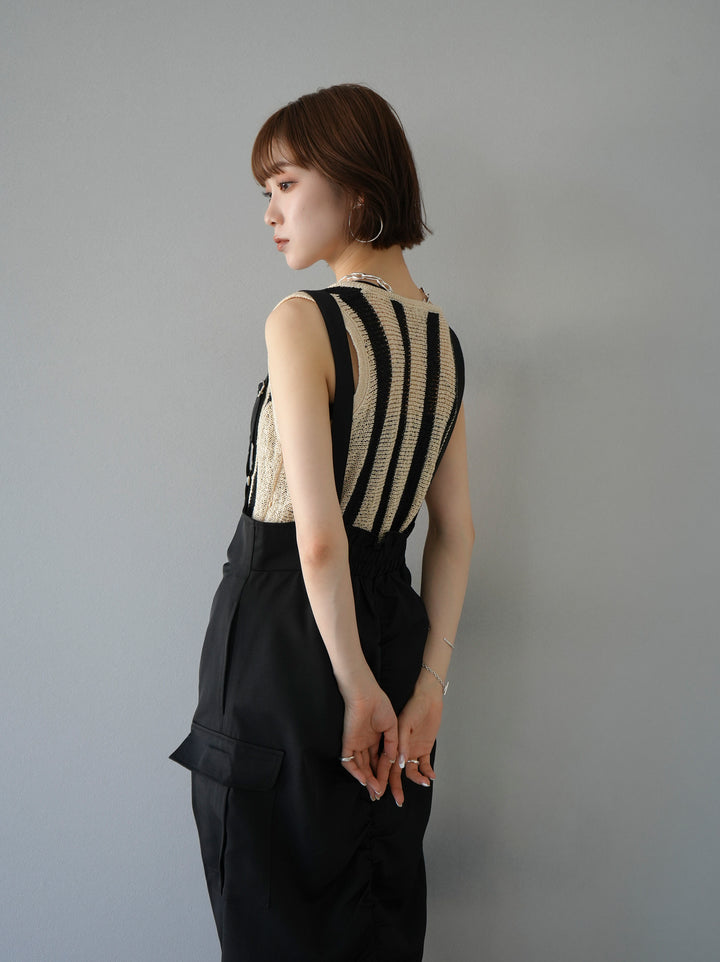 [Pre-order] Shirring jumper skirt/black