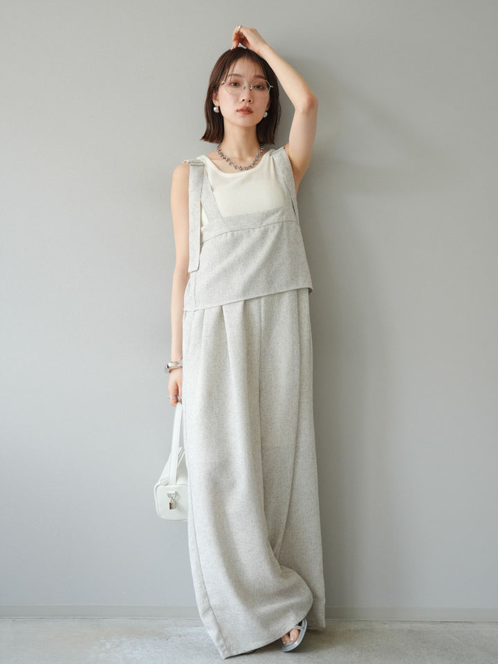 [予約]サマーツイードケープサロペット/アイボリー