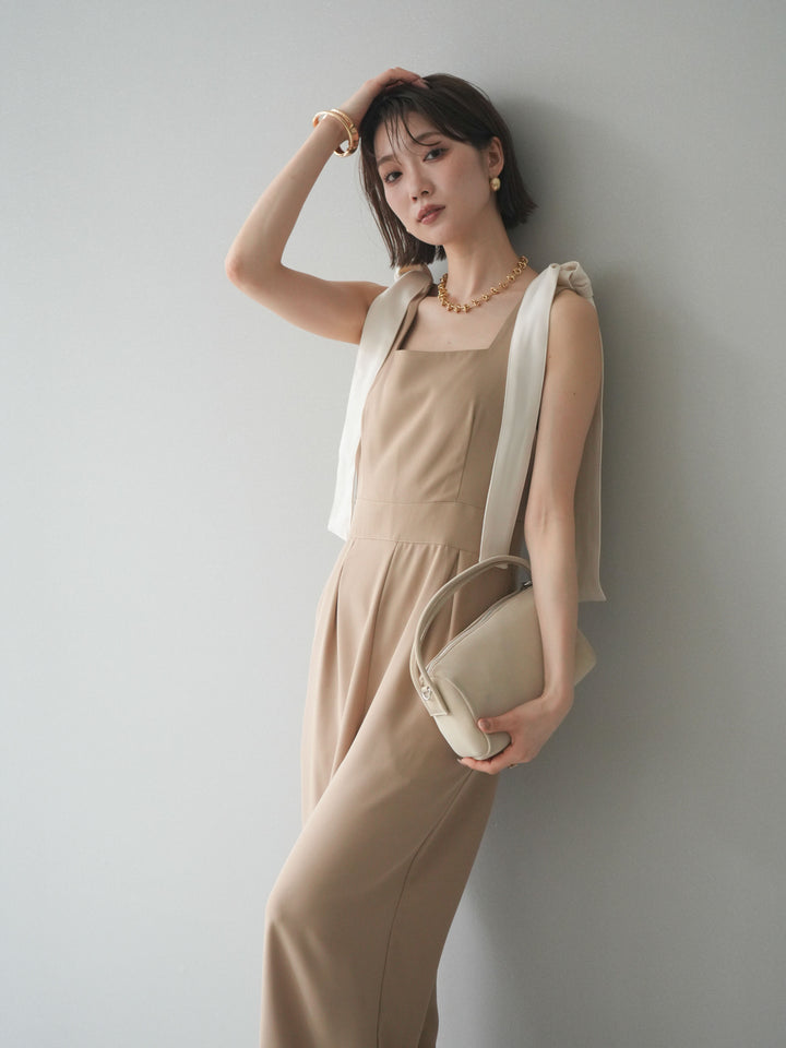 [予約]ショルダーリボンサロペット/beige