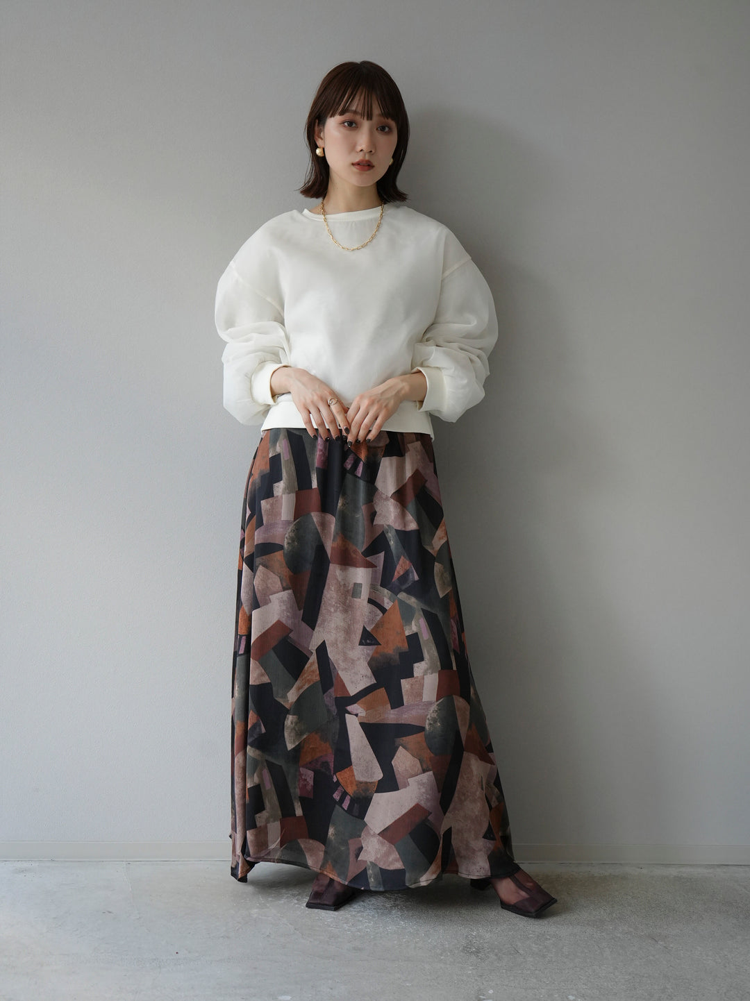 [予約]ラメシアーレイヤード裏毛クロップドプルオーバー/オートミール