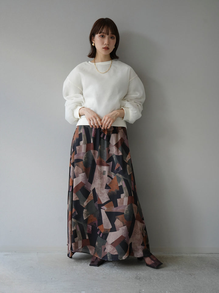 [予約]ラメシアーレイヤード裏毛クロップドプルオーバー/オートミール