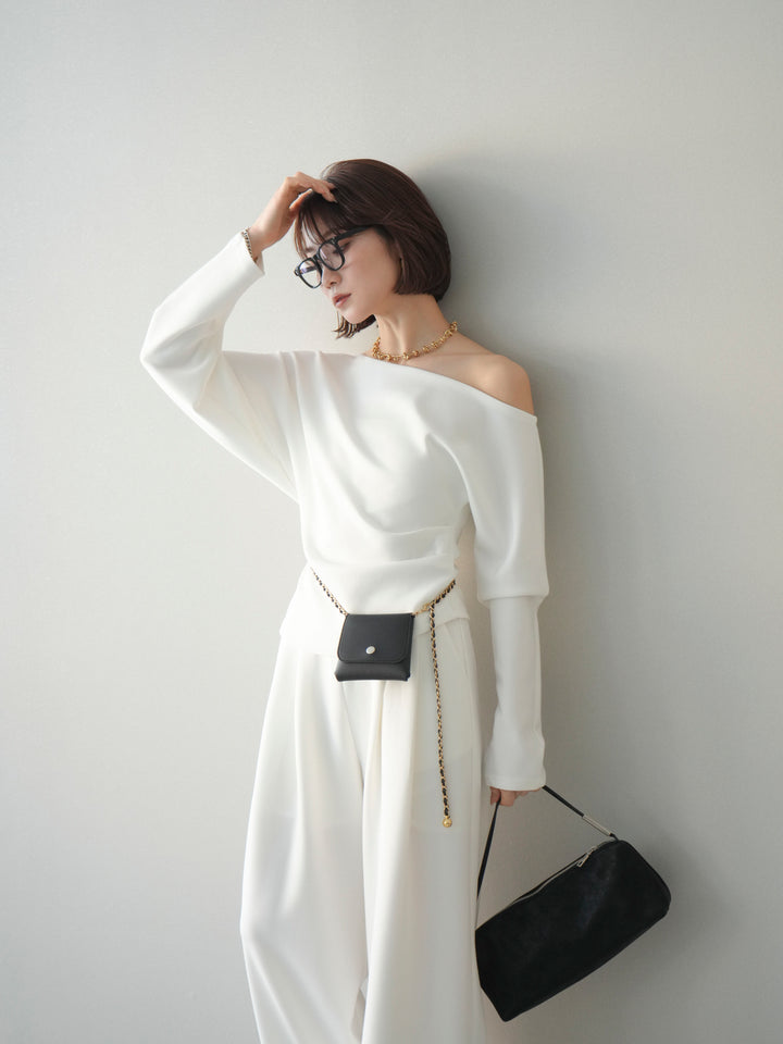 [SET]ライトポンチワンショルタックトップス＆パンツSETUP