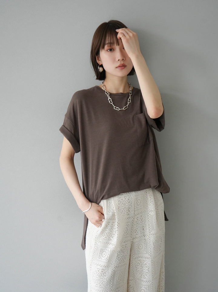 [Pre-order] UV protection &amp; dry processing T-shirt with pocket/mocha