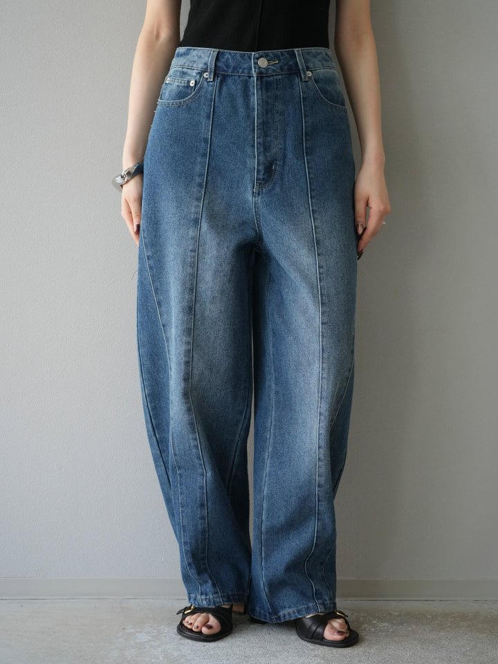 [予約]切替デザインカーブデニム/ブルー