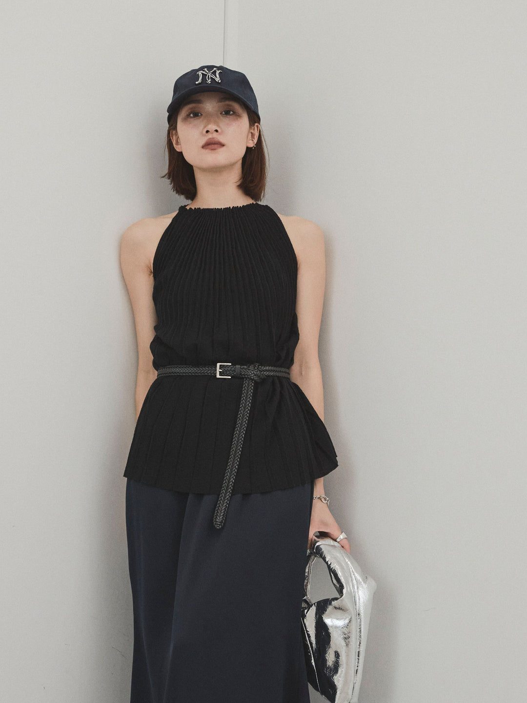 [SET]プリーツニットキャミソール+リラックスナロースカート(2set)