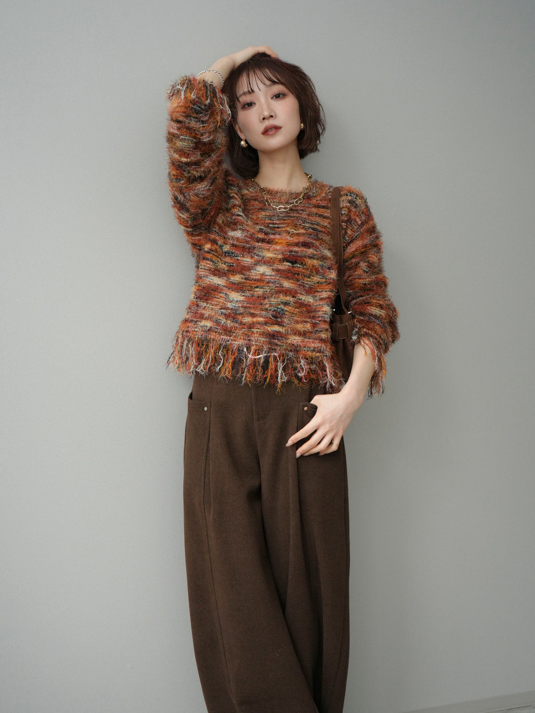 [SET]裾フリンジミックスヤーンシャギープルオーバー+裾フリンジミックスヤーンシャギープルオーバー(2set)