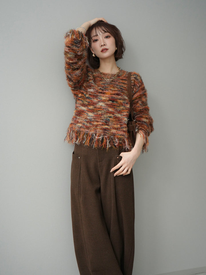 [SET]裾フリンジミックスヤーンシャギープルオーバー+裾フリンジミックスヤーンシャギープルオーバー(2set)