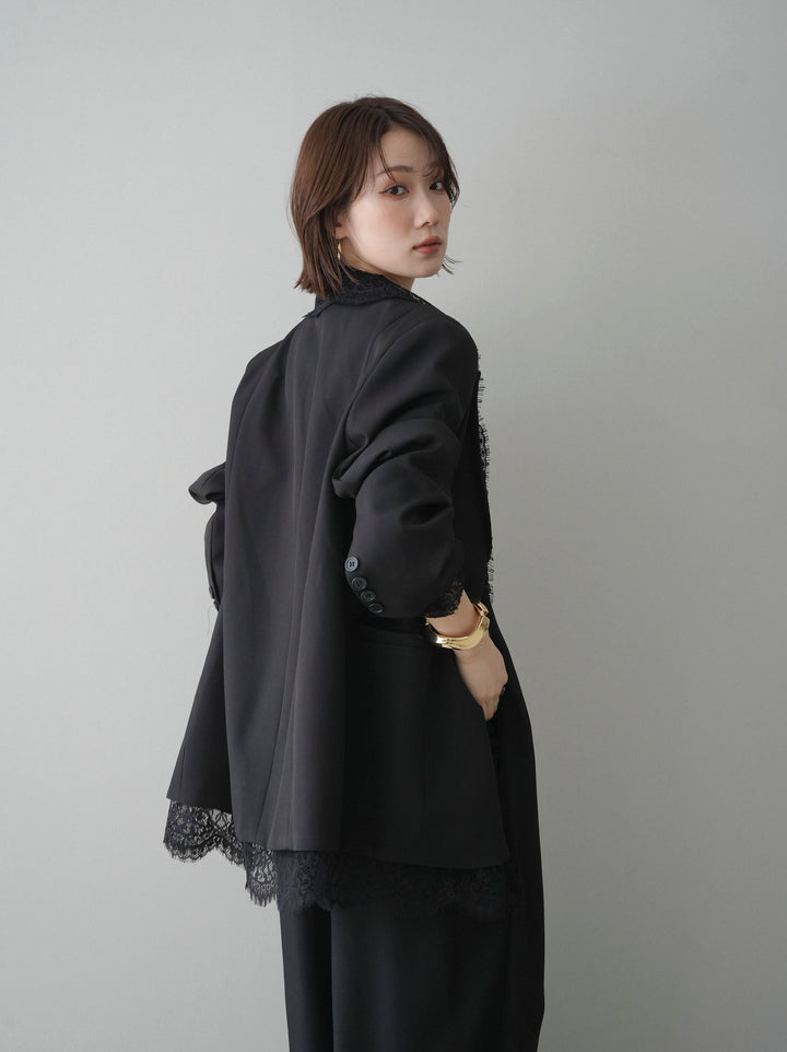 [予約]レースドッキングオーバージャケット/black