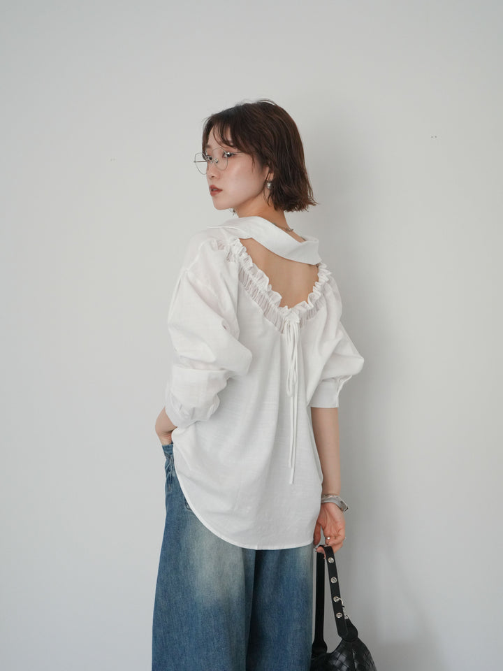 [予約]バックシャンギャザーシャツ/white