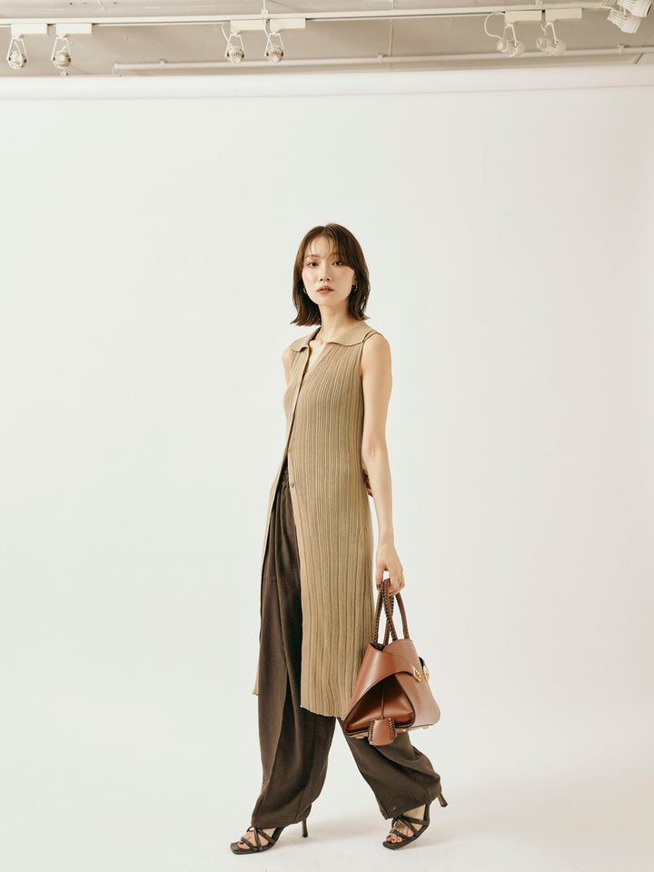 [予約]リネンライクベイカーバルーンパンツ/ブラウン