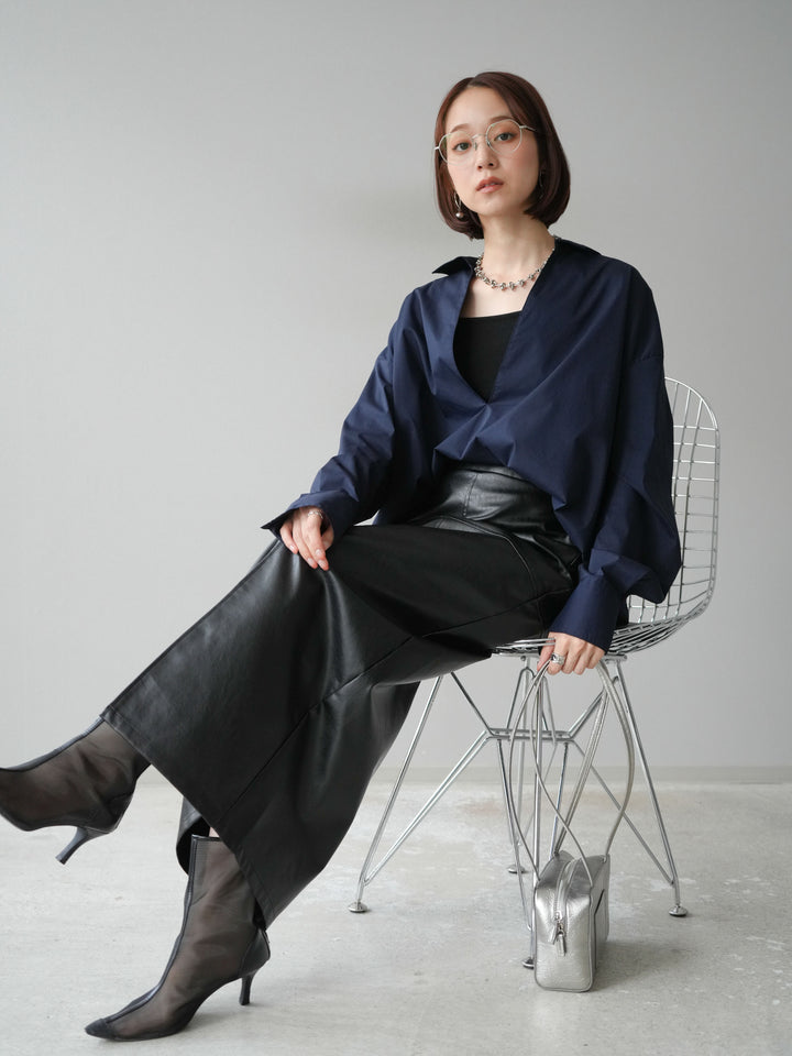 [予約]ブロードディープスキッパーブラウス/ネイビー