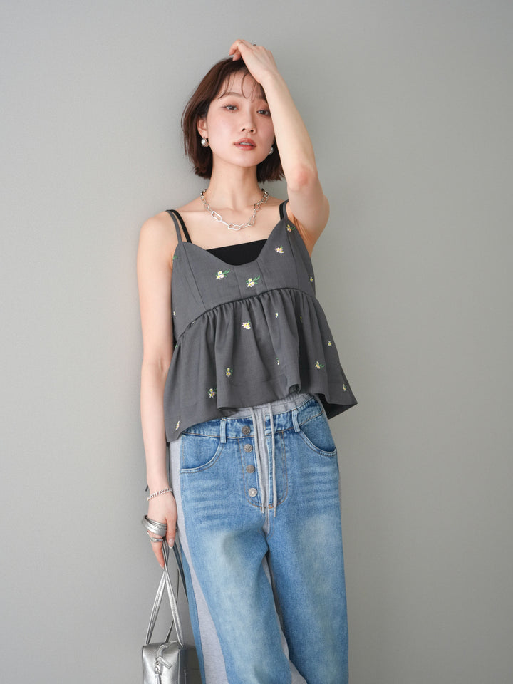 [SET]フラワー刺繍ビスチェ+選べるアクセセット(2set)
