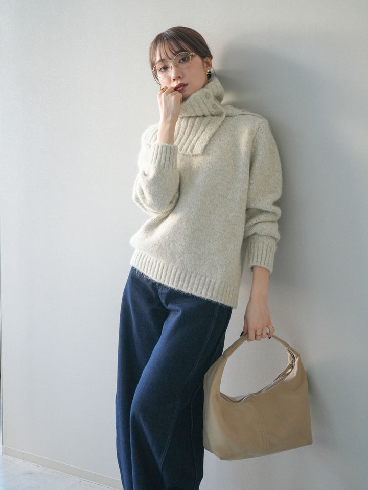 [予約]ネック付MIXニットアンサンブル/apricot