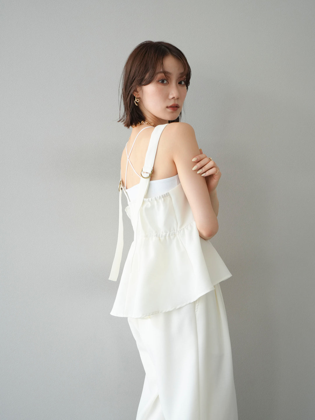 [SET]リネンライクビスチェ+リネンライクイージーワイドパンツ(2set)