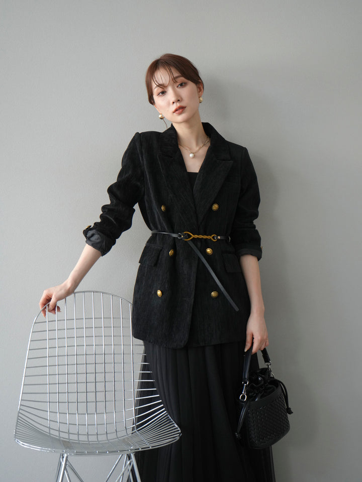 [SET]ベロアダブルジャケット+チュールボリュームスカート(2set)