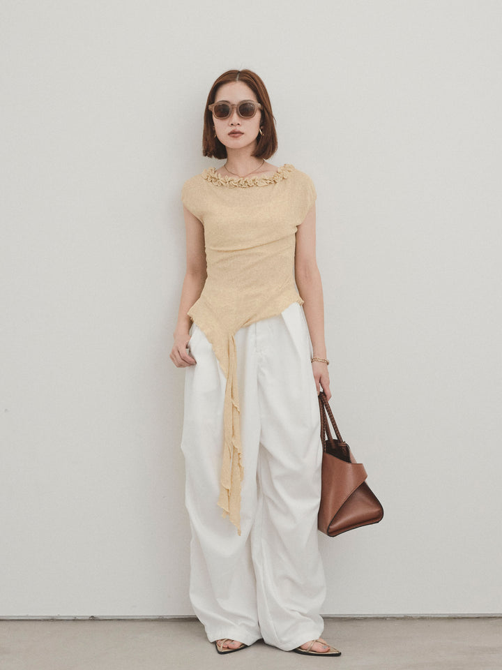 [予約]ラッフルシアーニットタンクトップ/イエロー