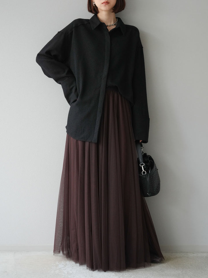 [予約]ネップオーバーシャツ/ブラック