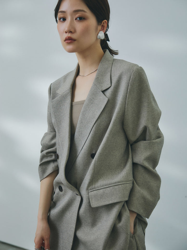 【Allure】[SET]杢調ライトテーラードジャケット+杢調ライトストレートパンツ(2set)