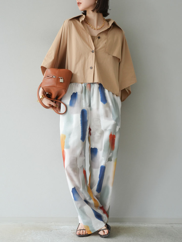 [予約]ポンチョショートシャツ/ベージュ