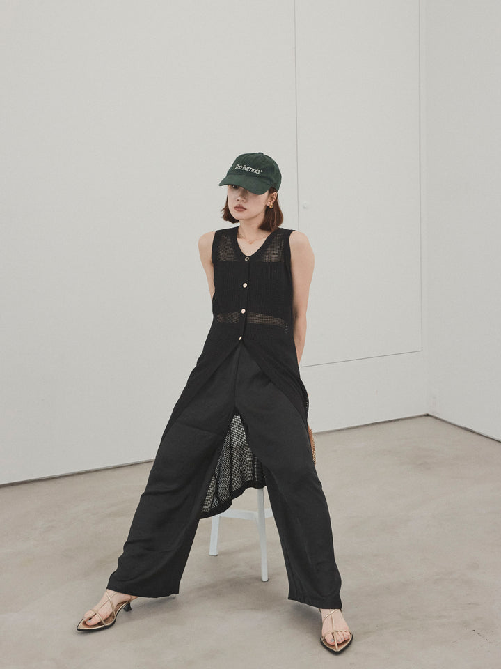 [套裝] 什錦紐扣針織長背心 + 什錦紐扣針織長背心 (2套)