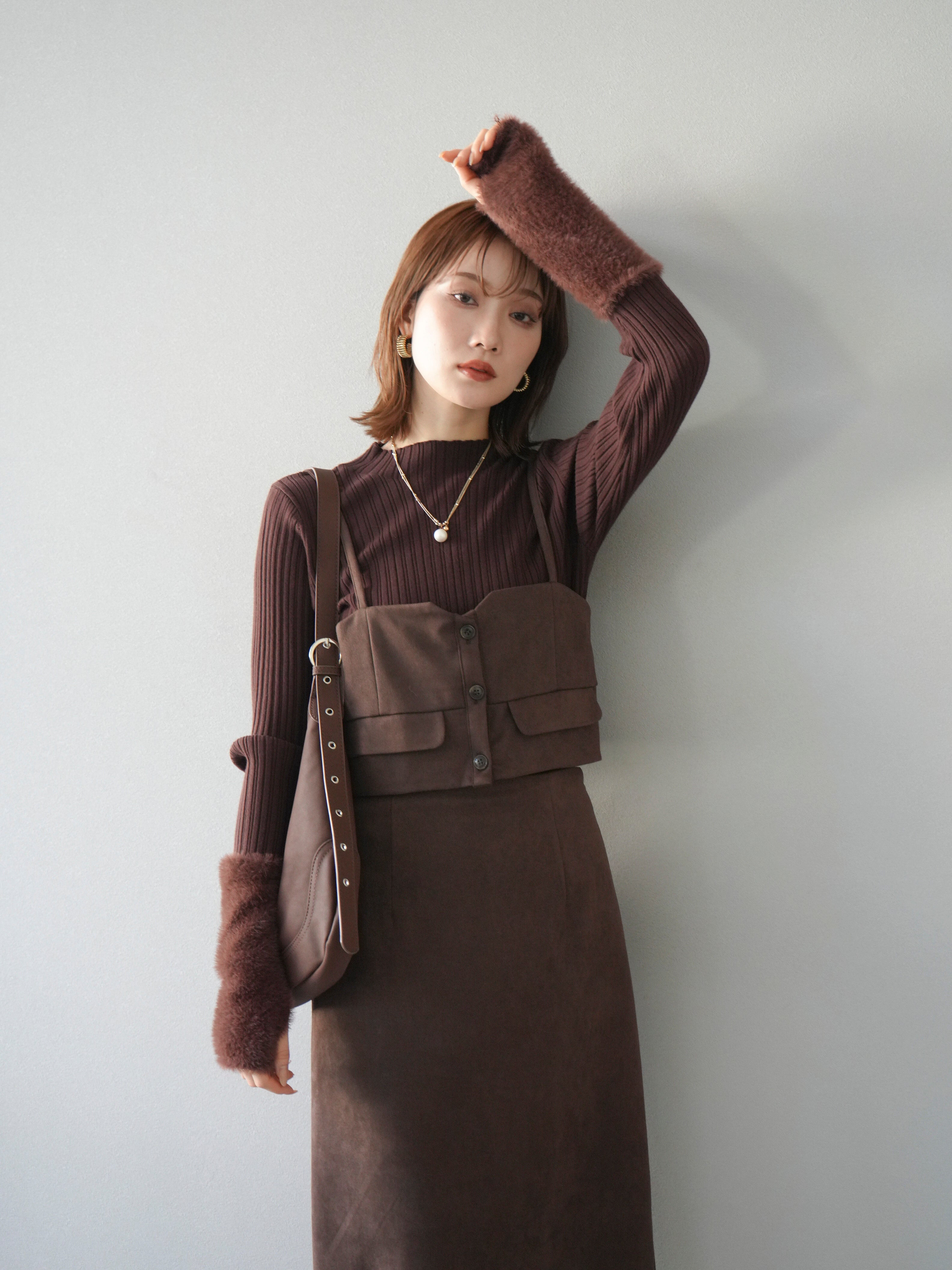 予約]スウェードビスチェ/ブラウン – Lumier