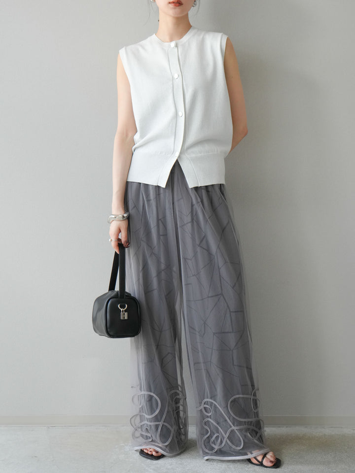 【預購】金銀線針織背心/白色