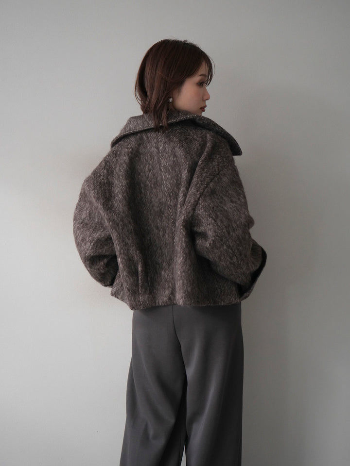 [予約]袖ビックループシャギージップブルゾン/brown