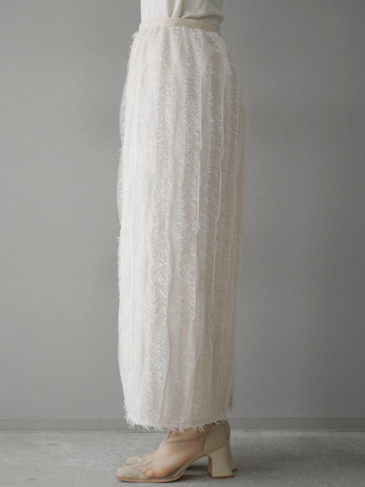 【預訂】流蘇薄紗裙/象牙色