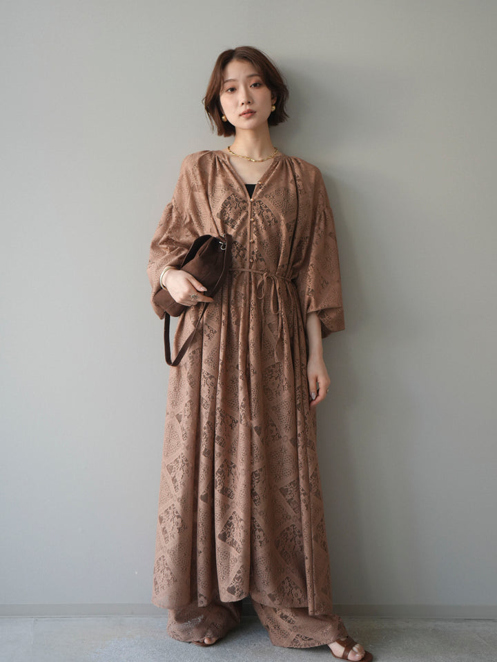 [SET]シアーレースロングガウン+シアーレースイージーパンツ(2set)