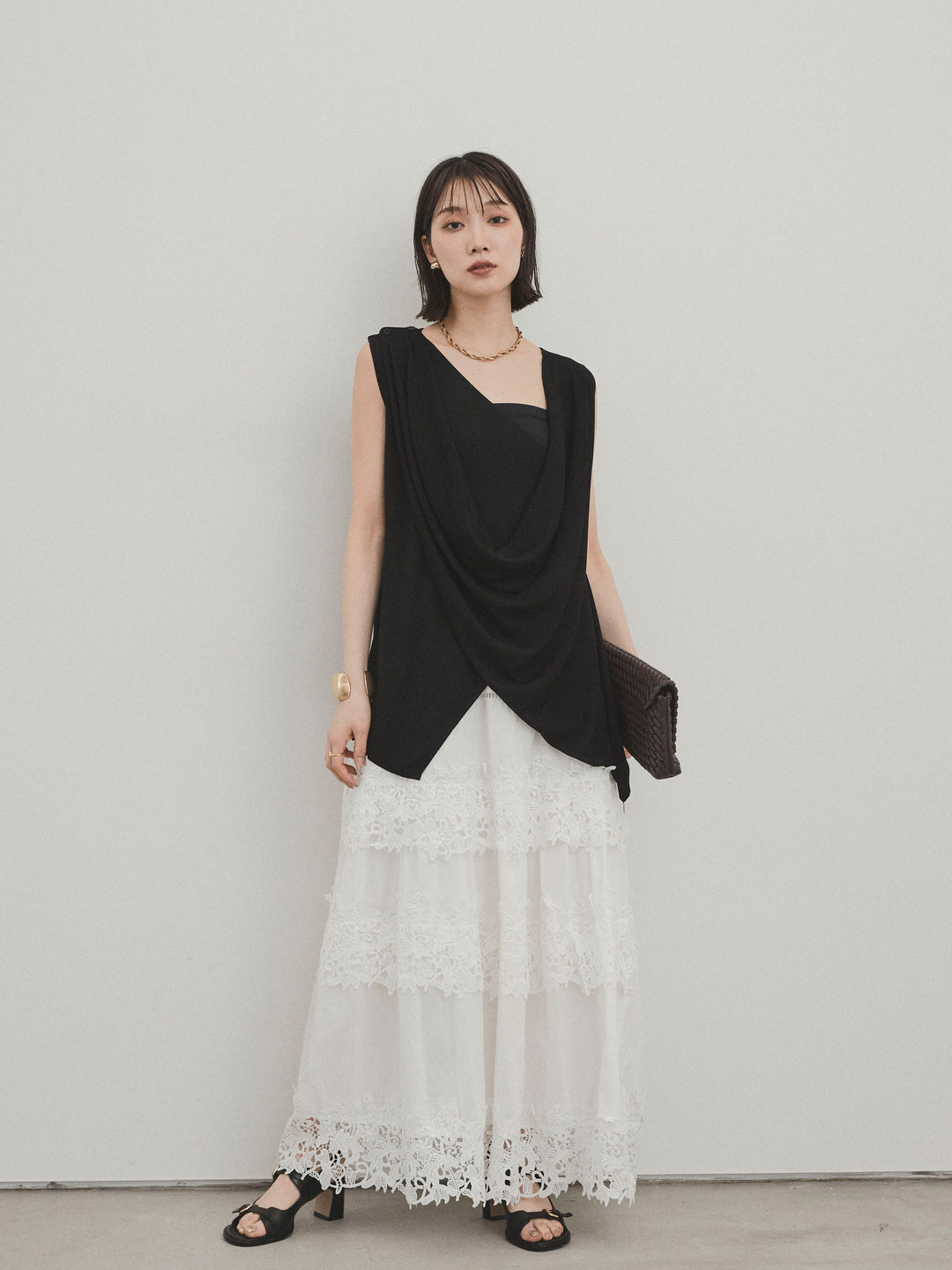 [予約]スカラップレースロングスカート/オフホワイト