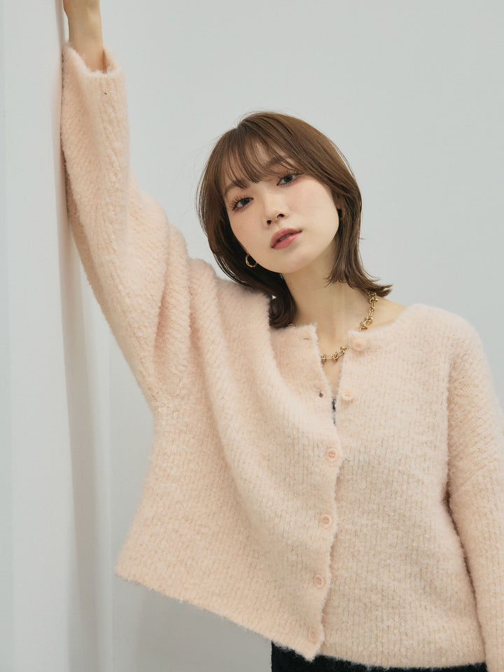 【Allure】[SET]ブークレニットカーディガン+ブークレニットカーディガン(2set)