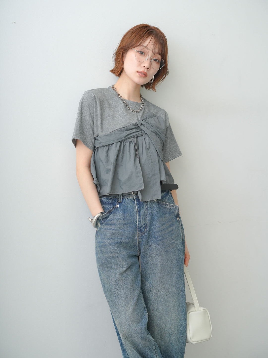 [SET]ナイロンドッキングツイストTEE +選べるアクセセット(2set)
