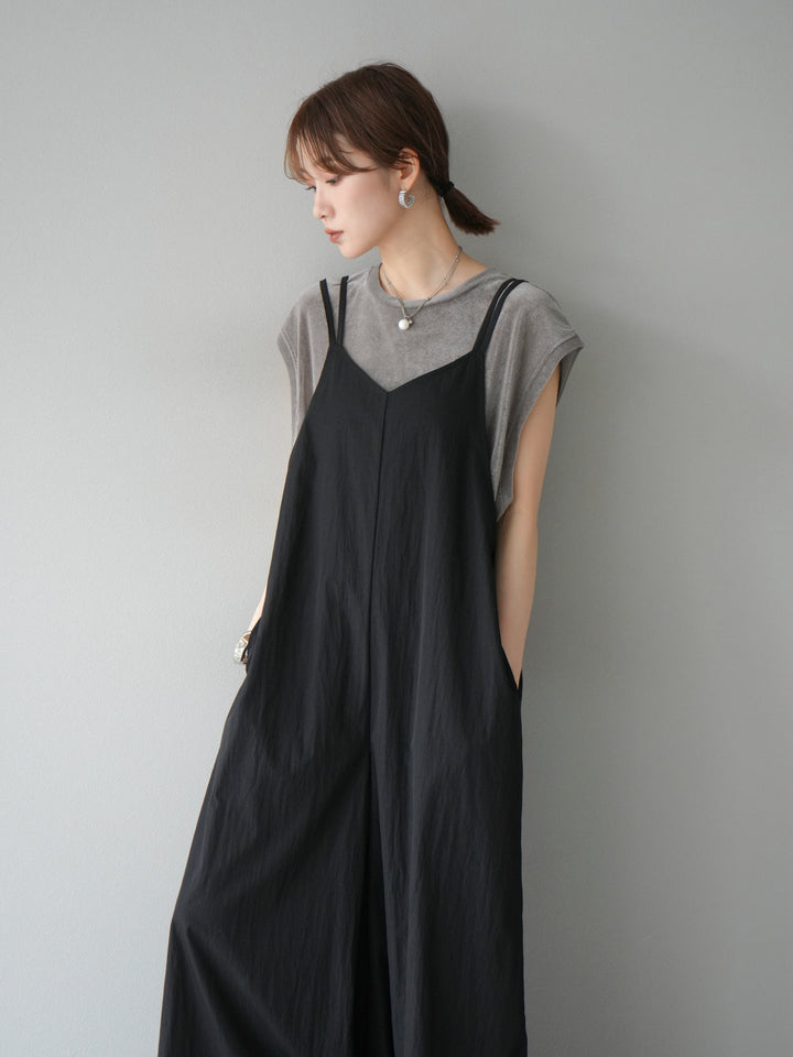 [予約]シアーフロッキーベロアルーズノースリーブTシャツ/チャコール