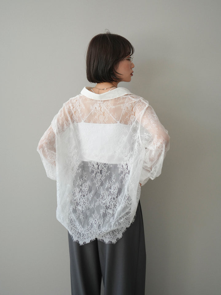 [予約]総レースボリュームスリーブシャツ/off