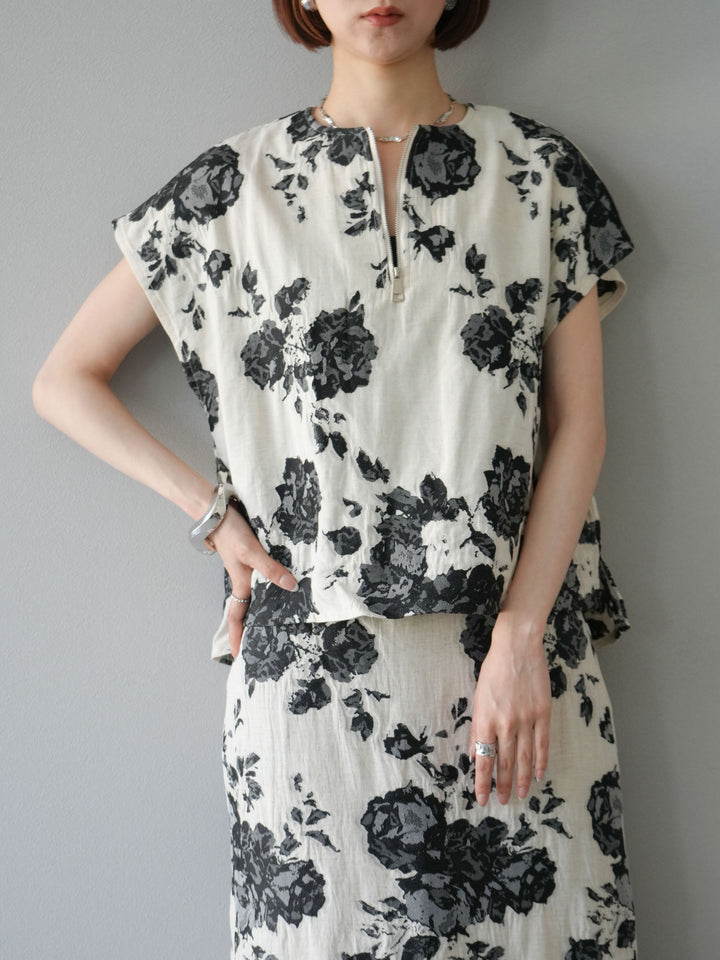 [予約]ジャガードZIPプルオーバー/ブラック